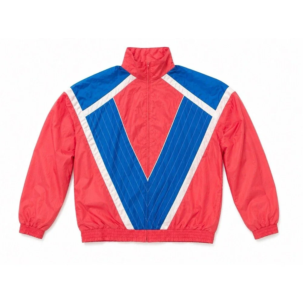Vintage 90s Sunterra XL Nylon Tracksuit Pink Blue Windbreaker Jacket Pants Set